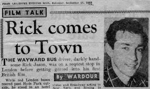 press clipping Rick Jason in England